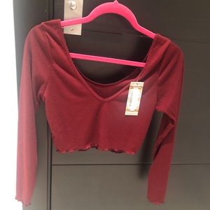 Long sleeve red crop top- US Size 8